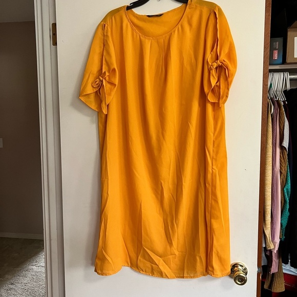 Shein mustard long‎ top / dress 2x blouse flowy long - Picture 1 of 4